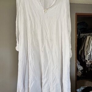 Myrah Penaloza Lightweight White Gauze Midi Dress